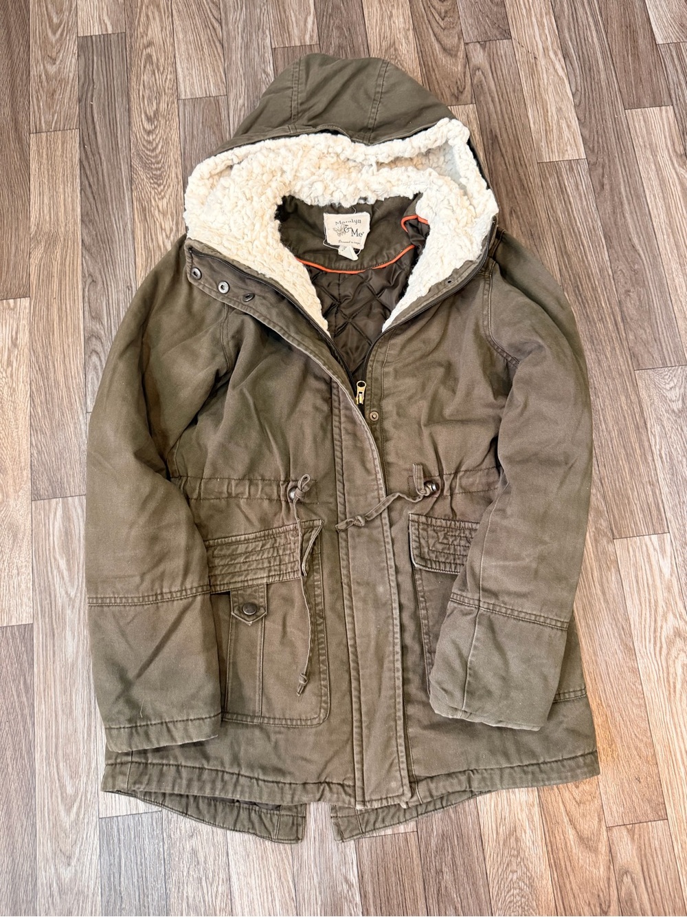Maralyn & Me Olive Green Hooded Teddy-Lined Jacket